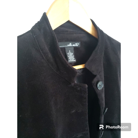 ☕ Willi Smith Black Corduroy Jacket With Lace Accents Size 6 - Picture 4 of 10